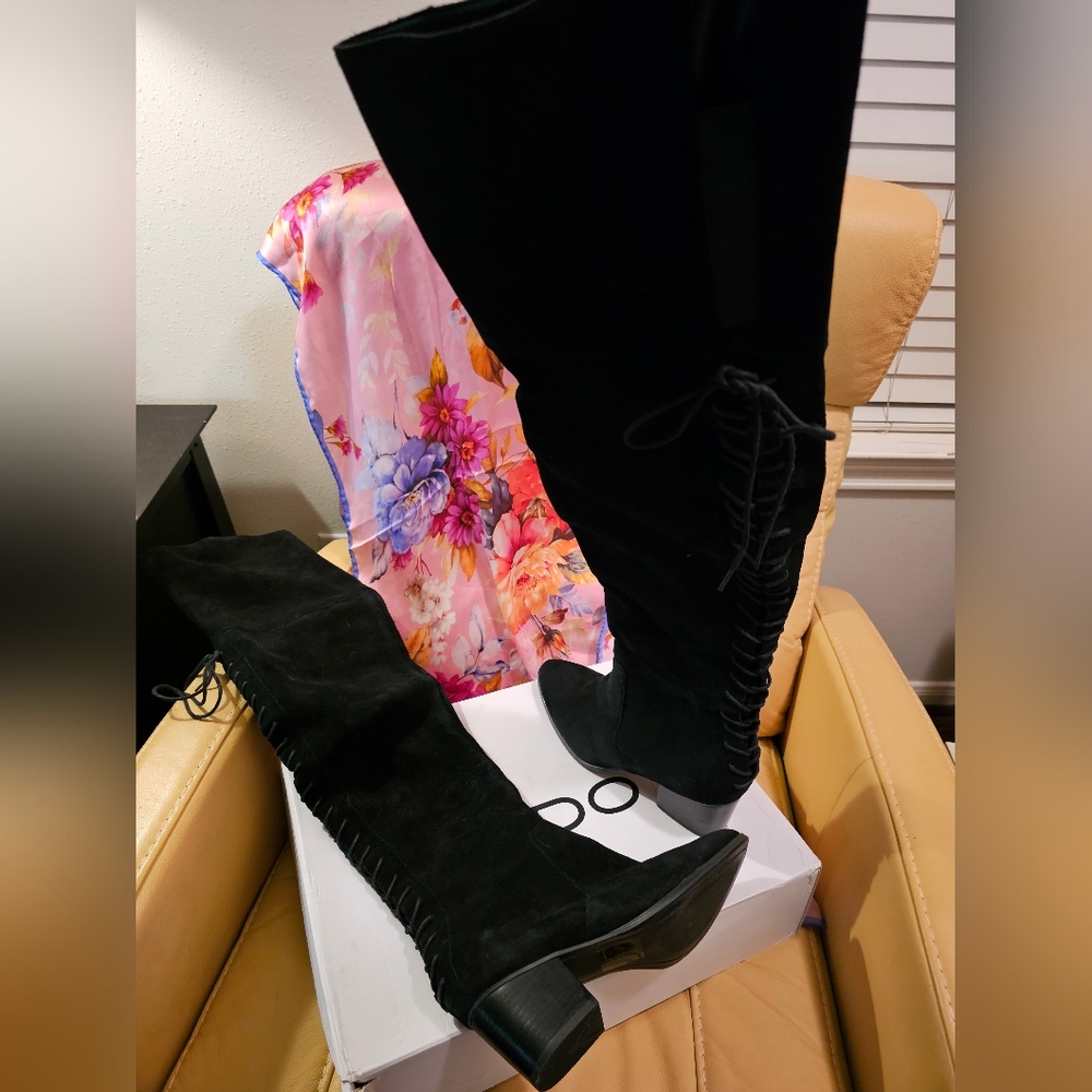 Aldo Black Suede Heeled Boots